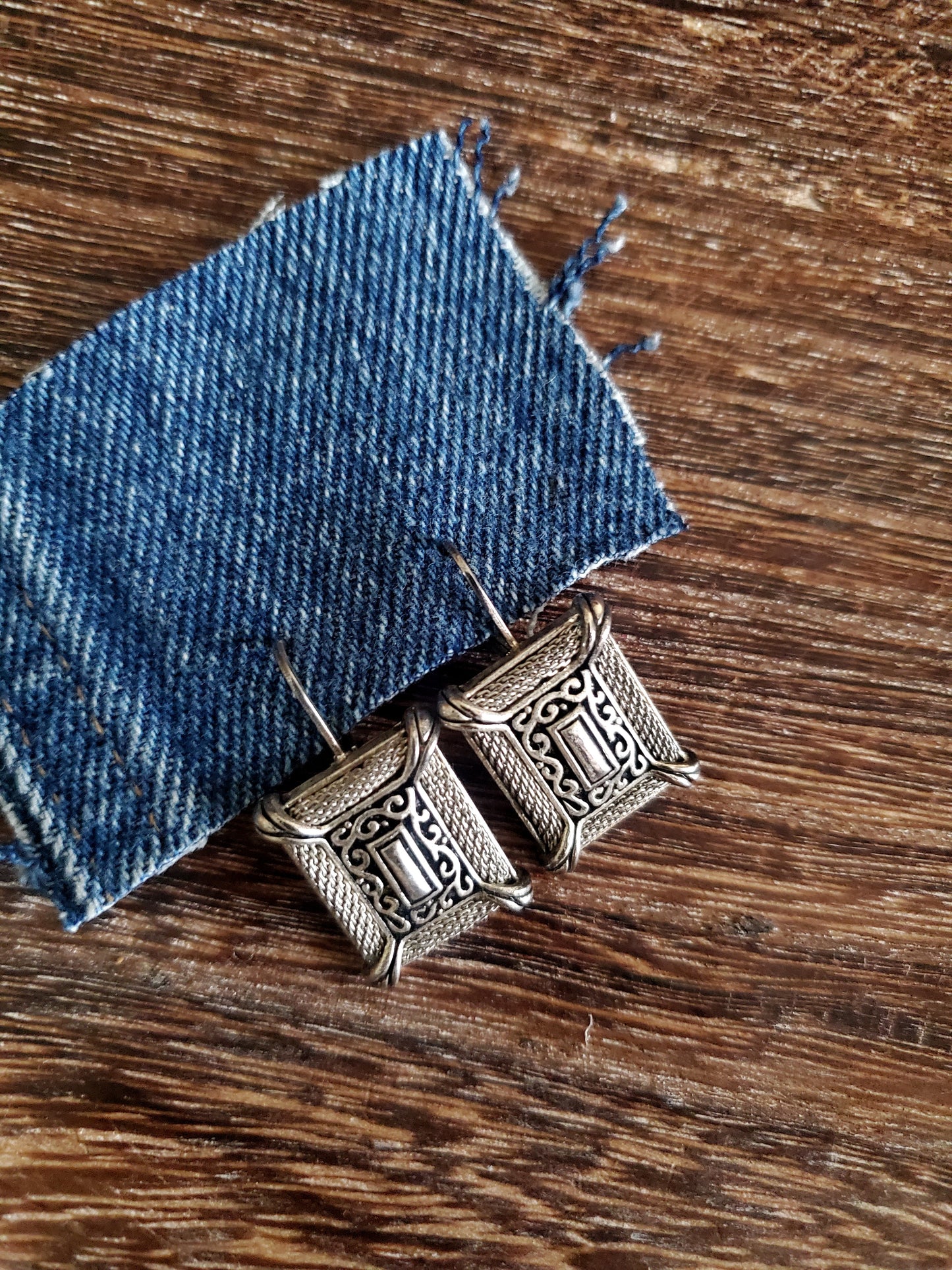 Vintage Silver Square Earrings
