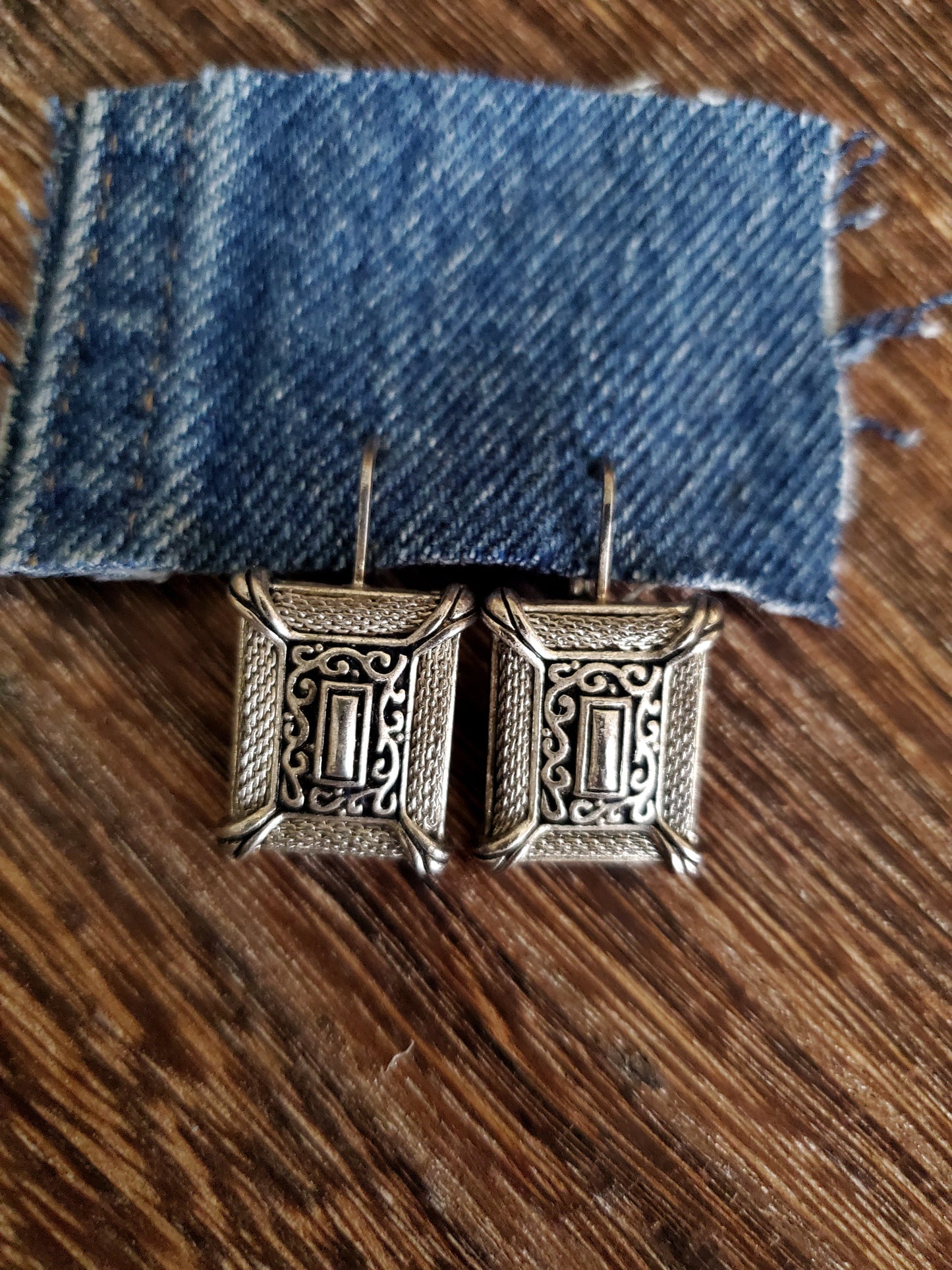 Vintage Silver Square Earrings