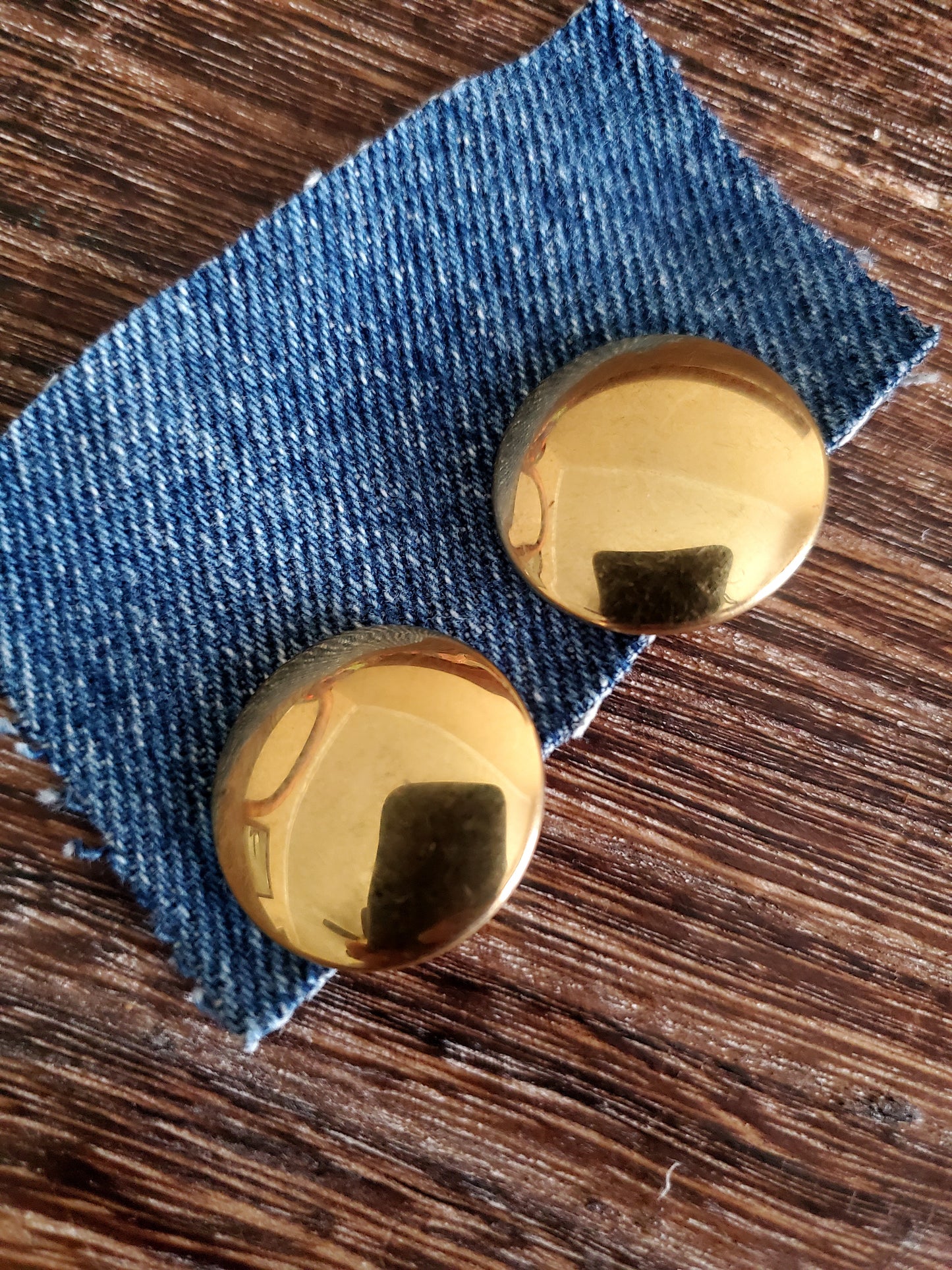 Vintage Puff Gold Disc Earrings