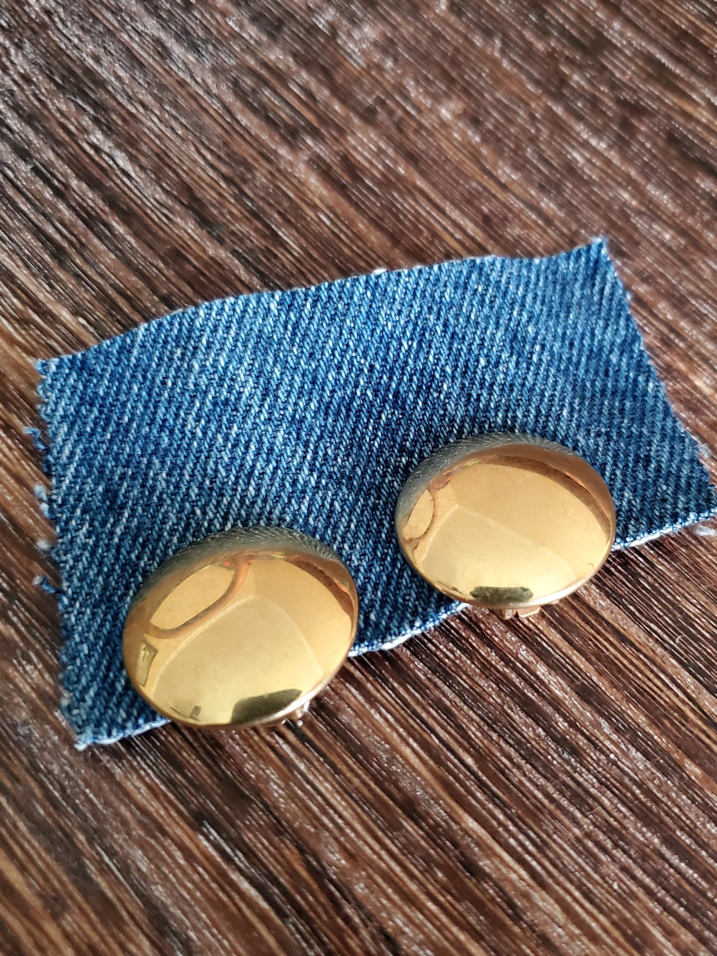 Vintage Puff Gold Disc Earrings