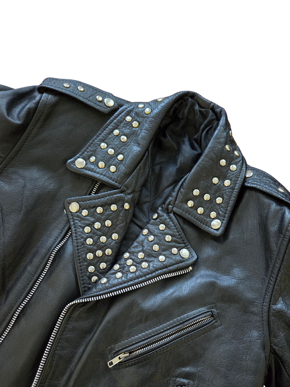 Vintage Leather Studded Moto Jacket
