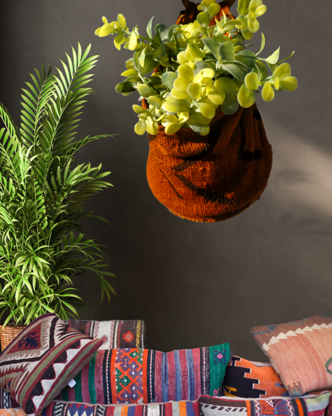 Hanging Mudcloth Plant Basket