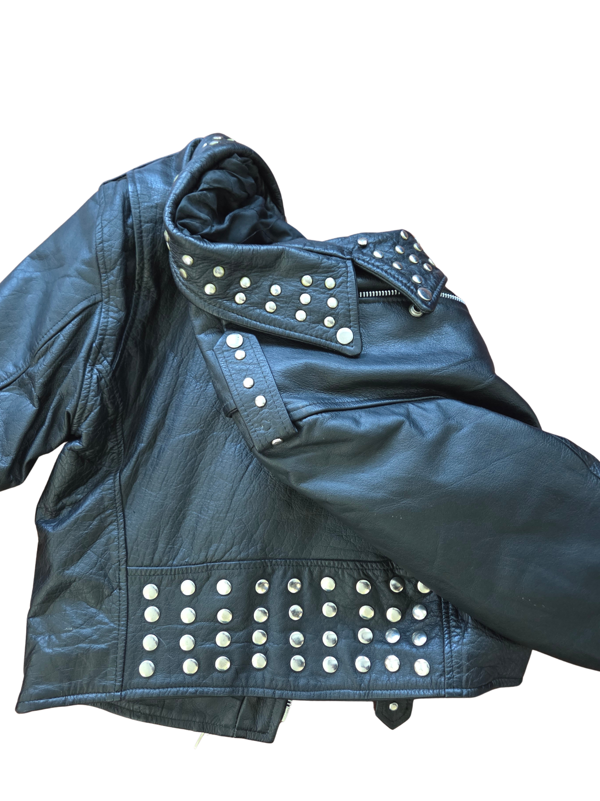 Vintage Leather Studded Moto Jacket