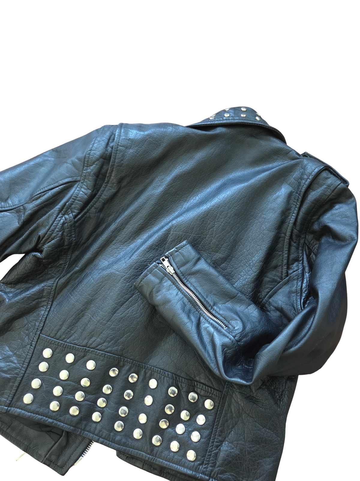 Vintage Leather Studded Moto Jacket