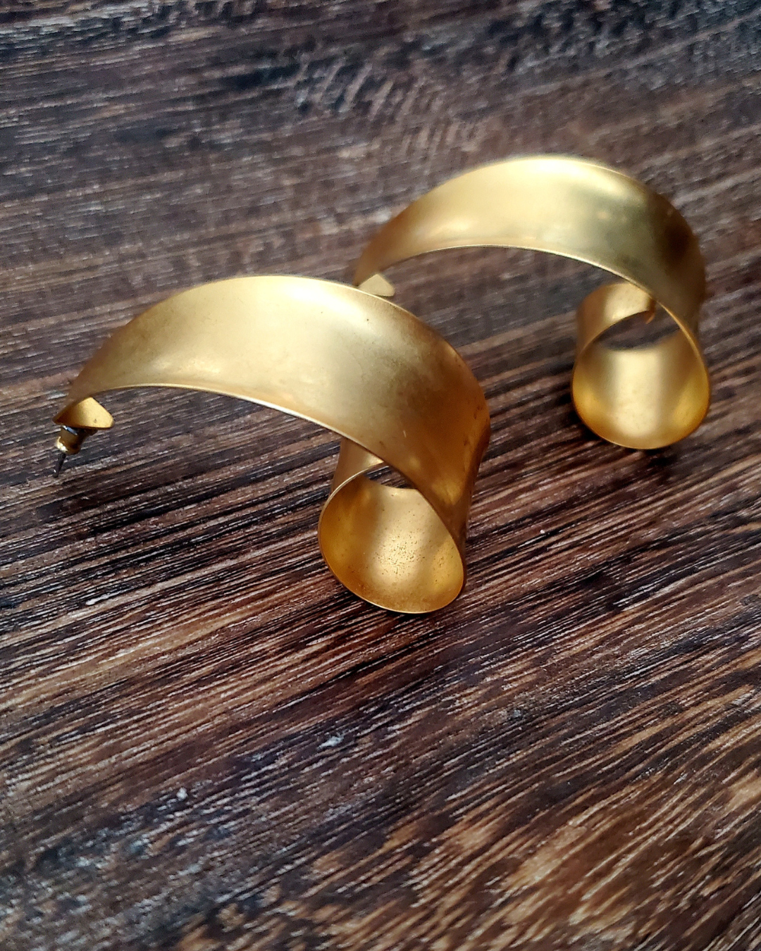 Vintage Brass Curve Earrings