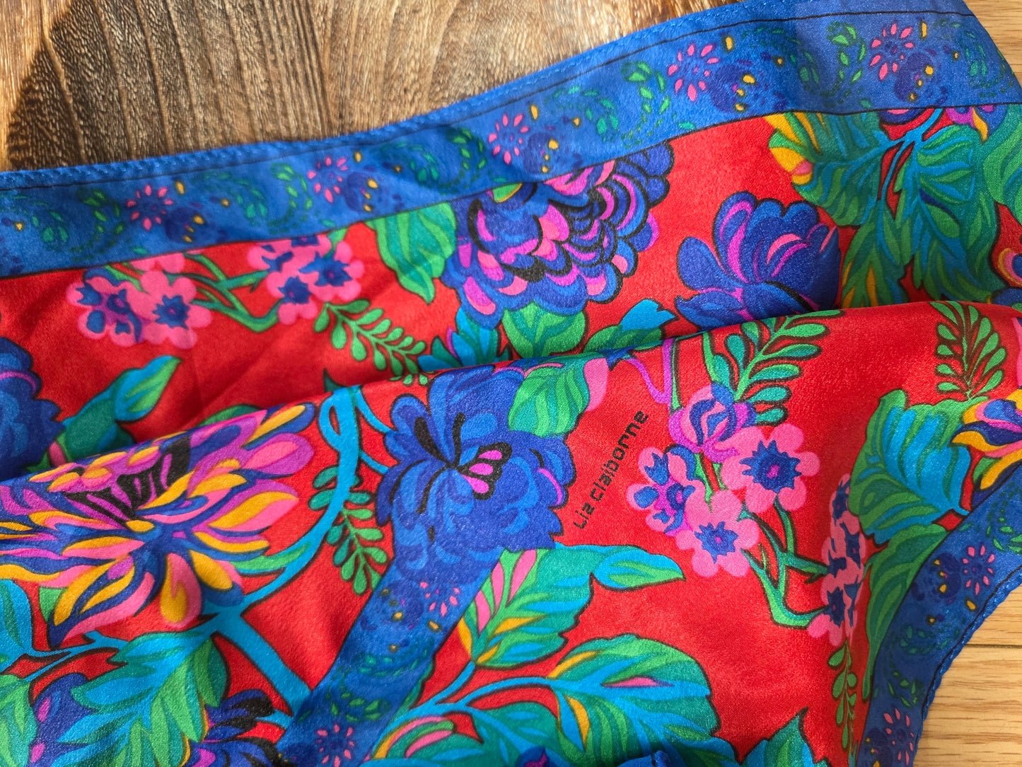 LC Red & Blue Floral Scarf