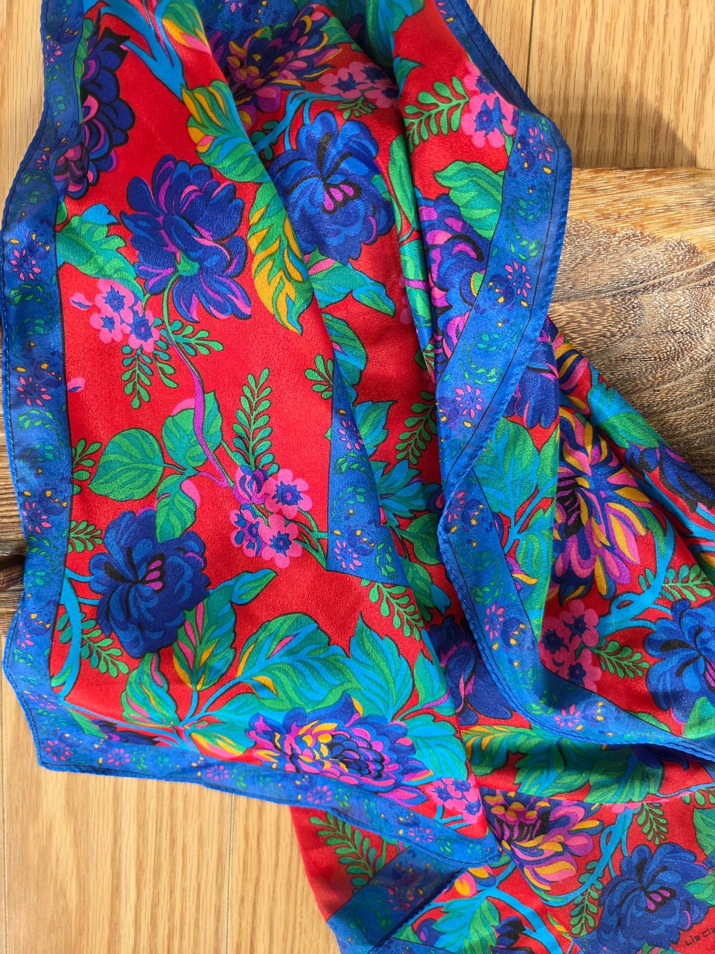 LC Red & Blue Floral Scarf