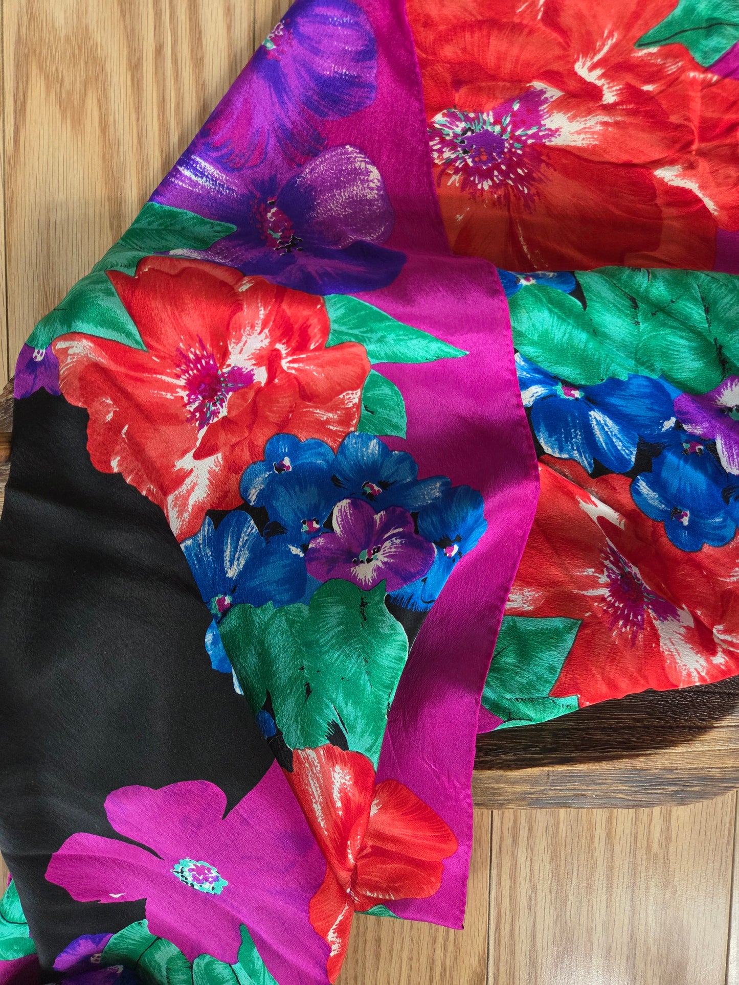 LC Red & Black Floral Scarf